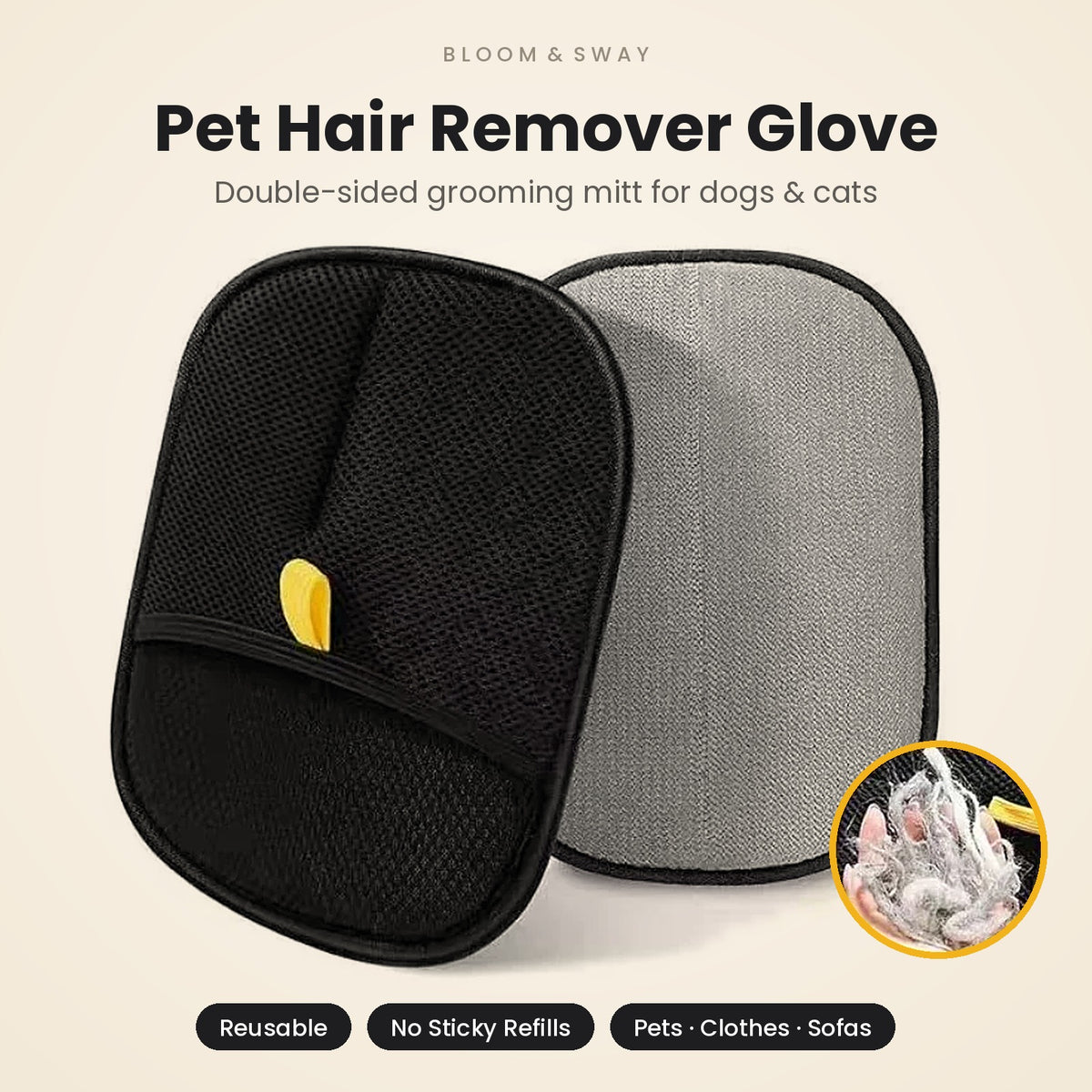 Double-Sided Pet Hair Remover Glove