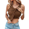 Ins Round Neck Vest With Bra Summer Solid Color Bottom Sleeveless Top Womens Clothing