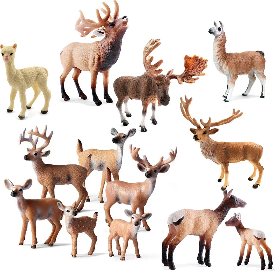 Deer & Elk Figurine Family Set