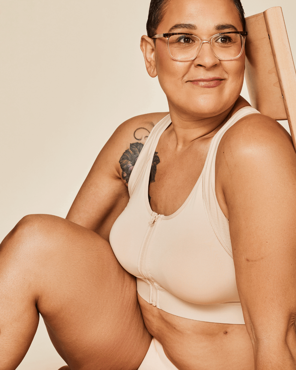 Hero Front-Closure Sports Bra in Buff – view 2