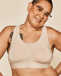 Hero Front-Closure Sports Bra in Buff