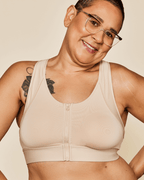 Hero Front-Closure Sports Bra in Buff