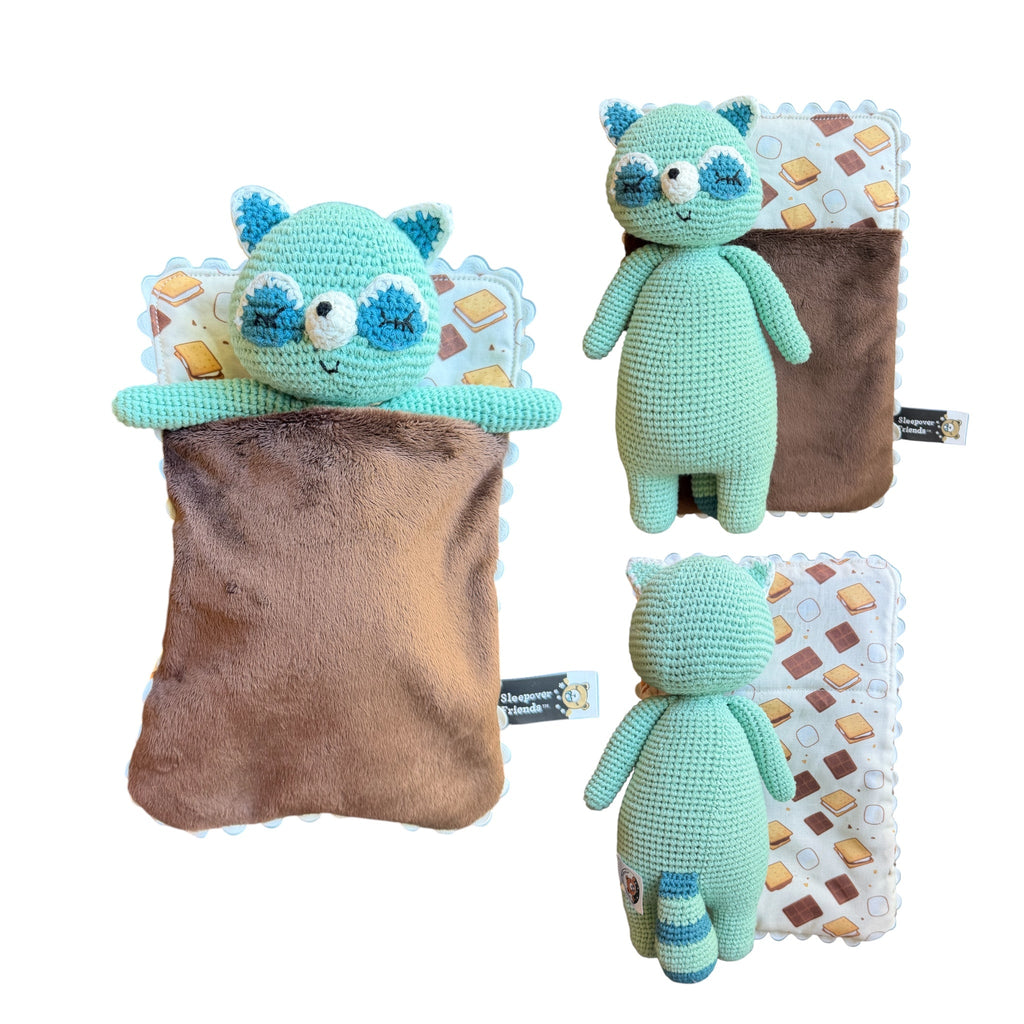 River the Raccoon Plush Toy with Sleeping Bag – view 9