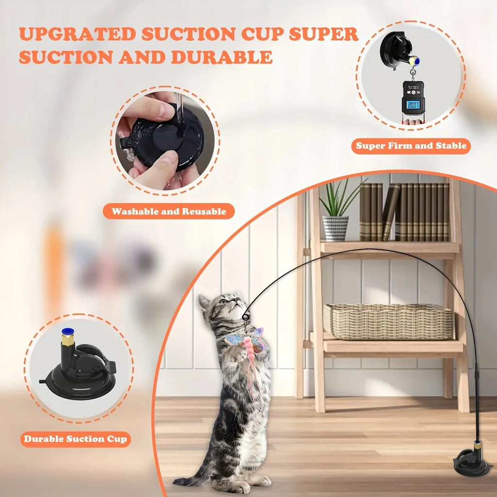 Interactive Cat Teaser Wand with Suction Cup – view 4