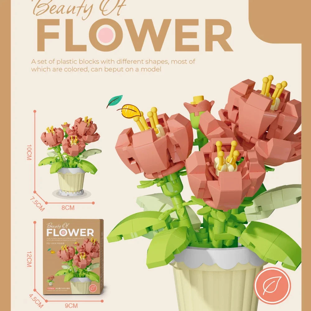 Micro Brick Peony Flower with Dust Cover – view 23