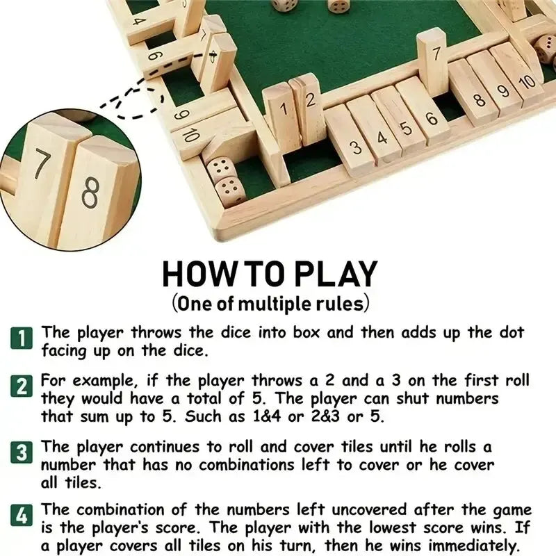 Wooden Shut the Box Dice Game – view 6