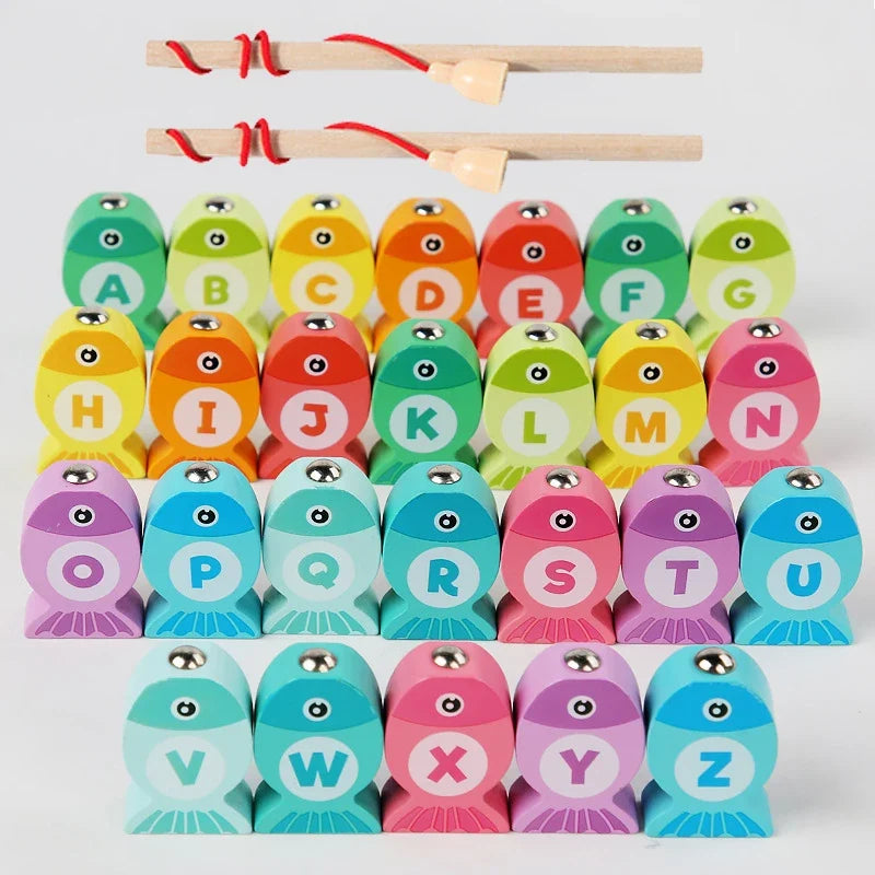 Wooden Alphabet & Number Fishing Game