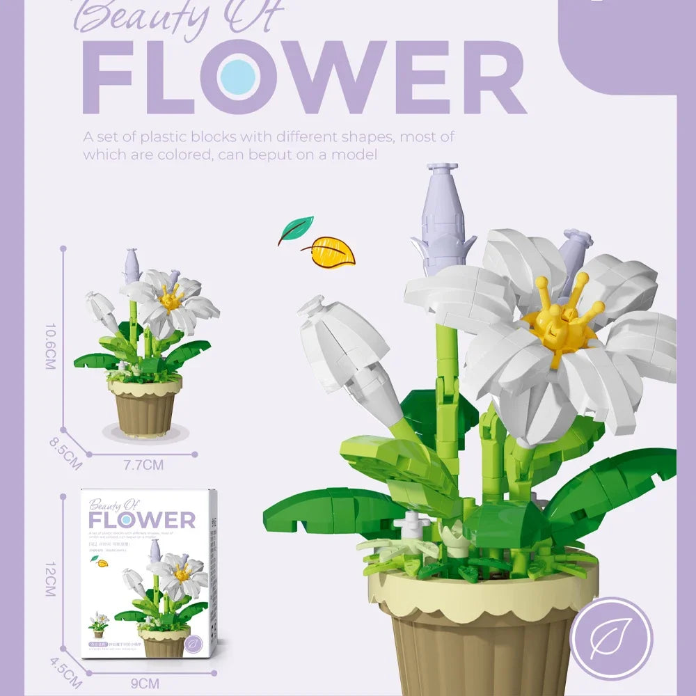 Micro Brick Peony Flower with Dust Cover – view 20