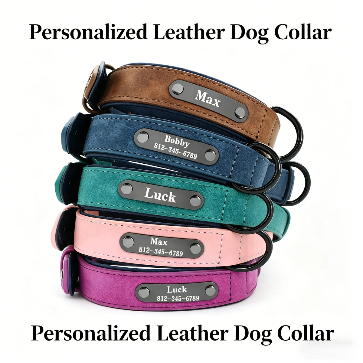 Personalized Leather Dog Collar – view 2