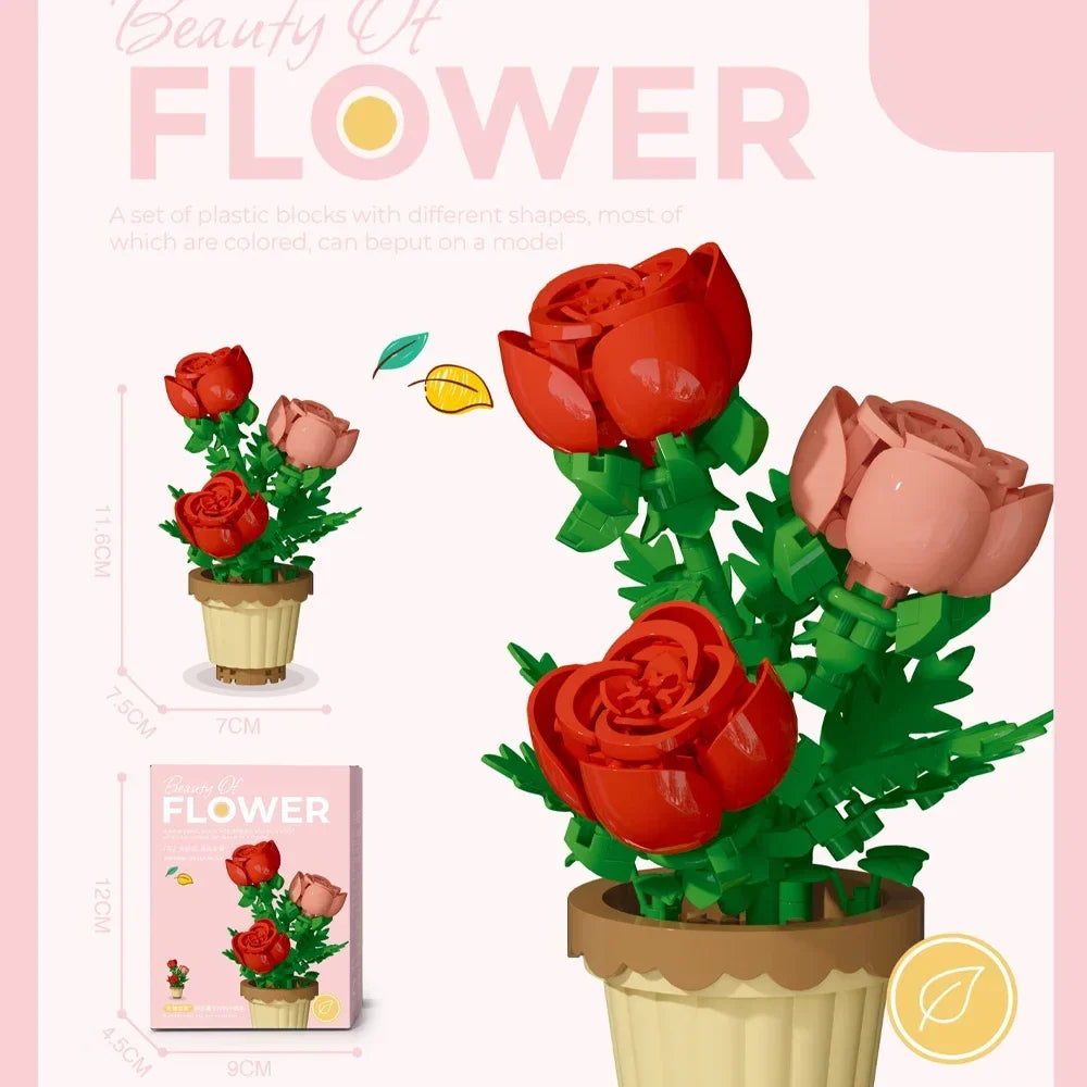 Micro Brick Peony Flower with Dust Cover – view 22
