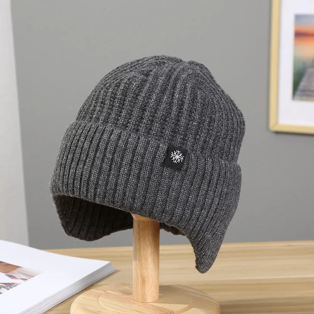 Men's Faux Fur Lined Winter Knit Hat with Ear Flaps – view 12
