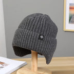 Men's Faux Fur Lined Winter Knit Hat with Ear Flaps – view 12
