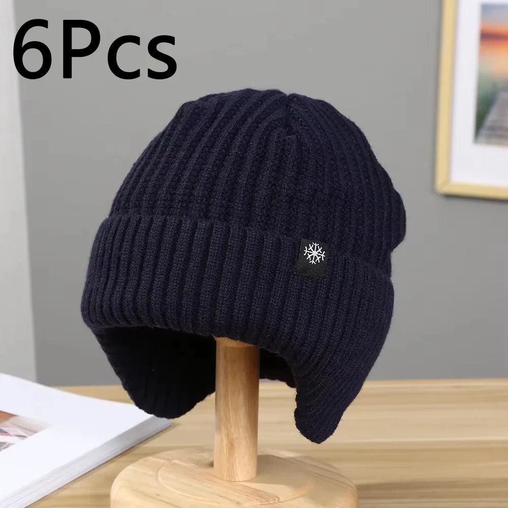 Men's Faux Fur Lined Winter Knit Hat with Ear Flaps – view 11