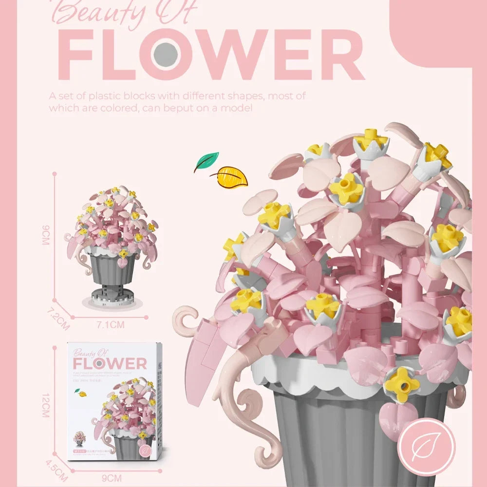 Micro Brick Peony Flower with Dust Cover – view 12