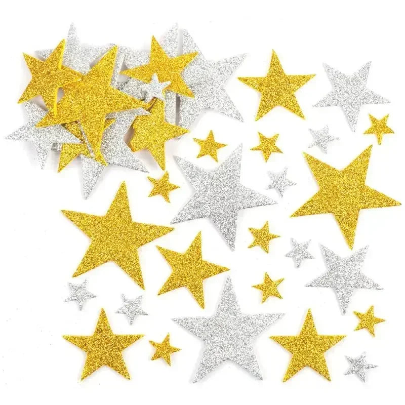 70PCS Glitter Foam Star Stickers