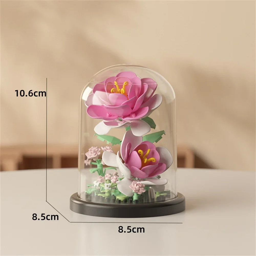 Micro Brick Peony Flower with Dust Cover – view 17