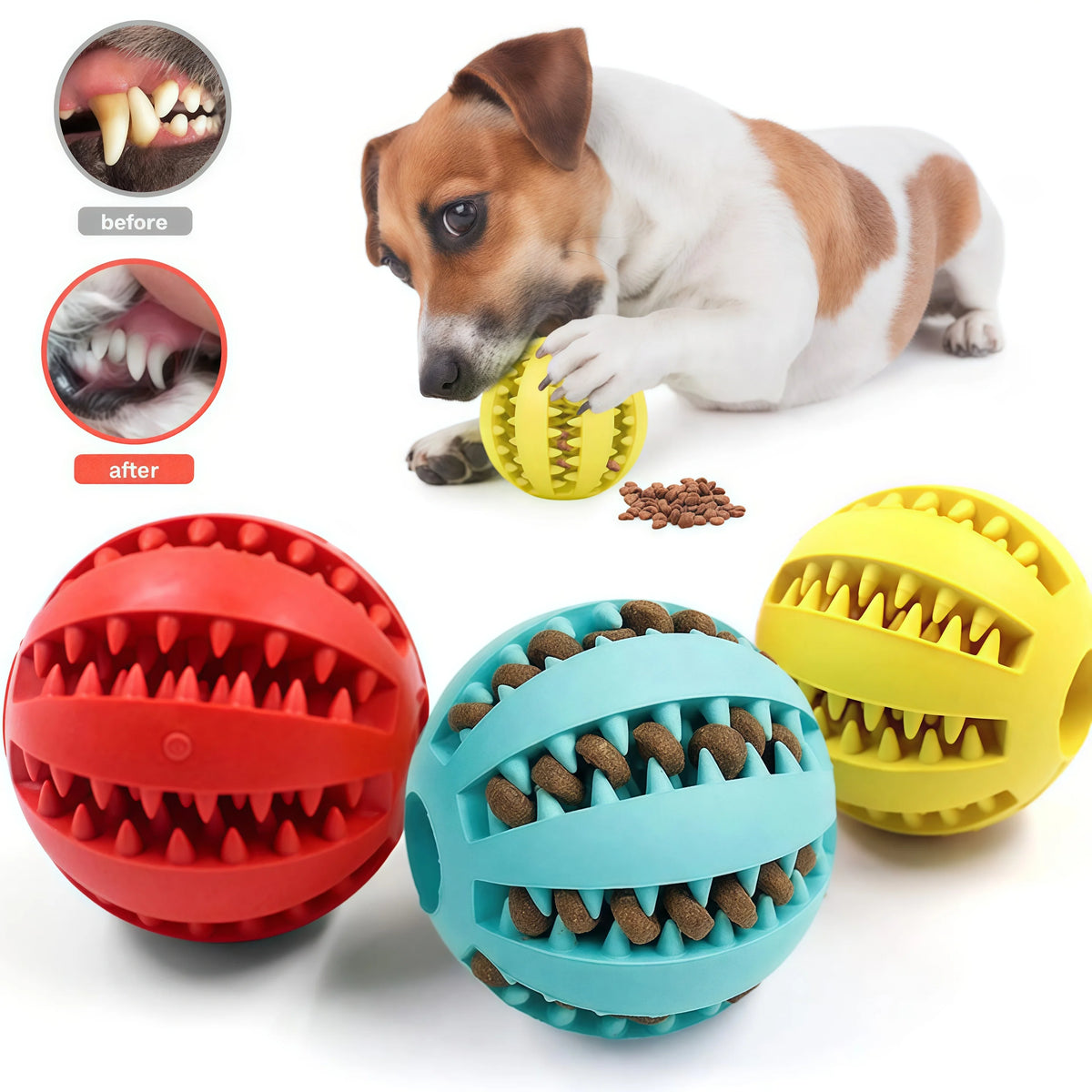 Rubber Treat Ball Dog Toy