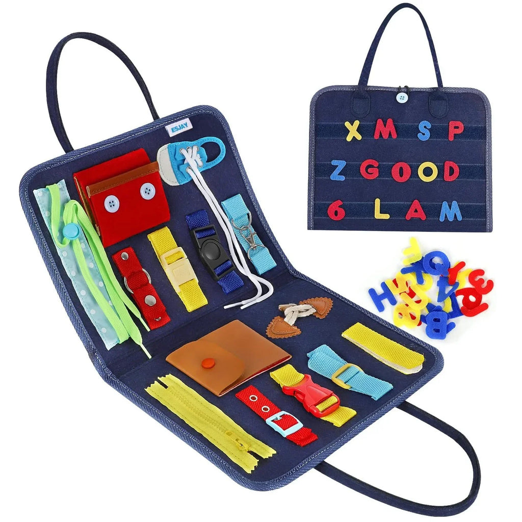 Foldable Montessori Busy Board for Toddlers
