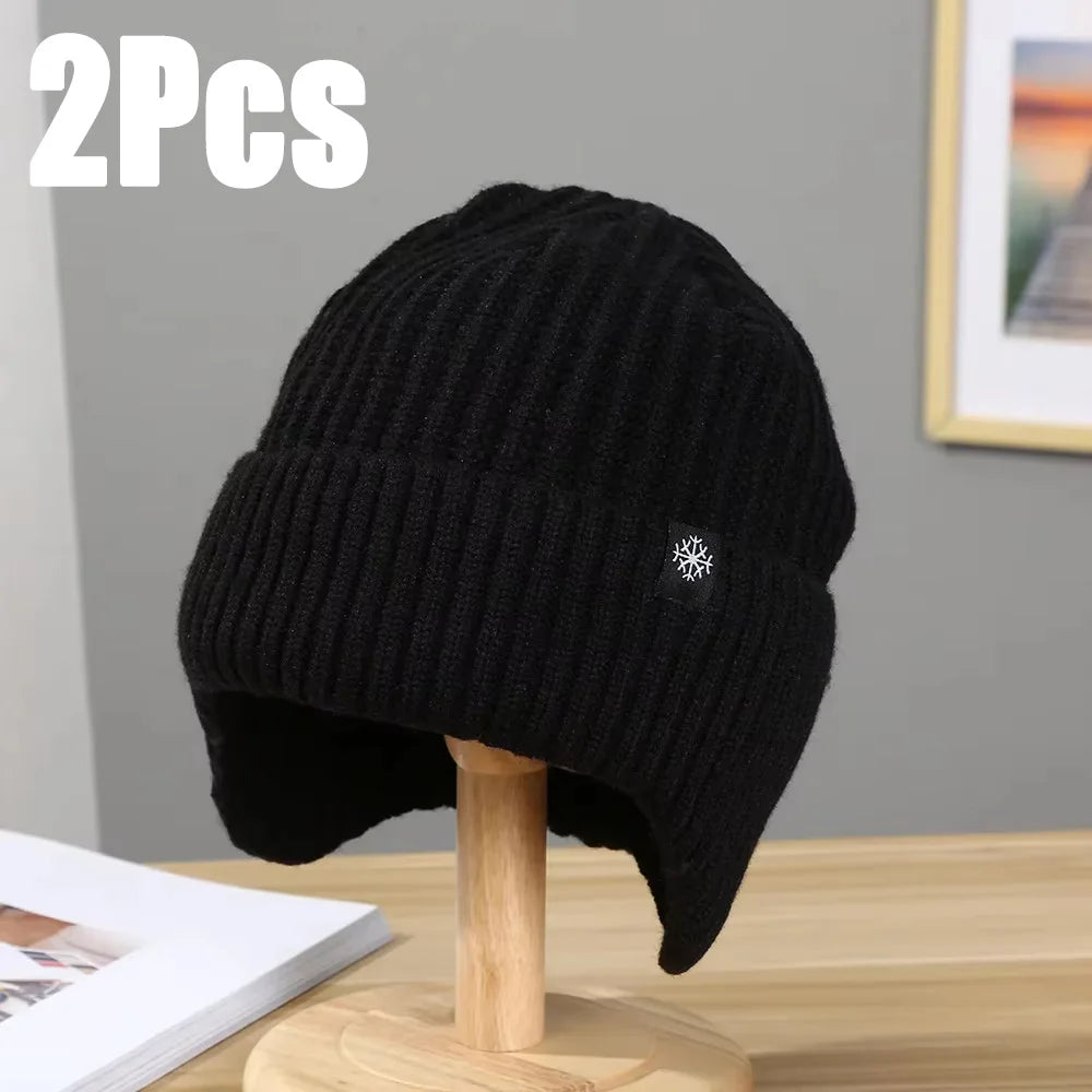 Men's Faux Fur Lined Winter Knit Hat with Ear Flaps – view 14