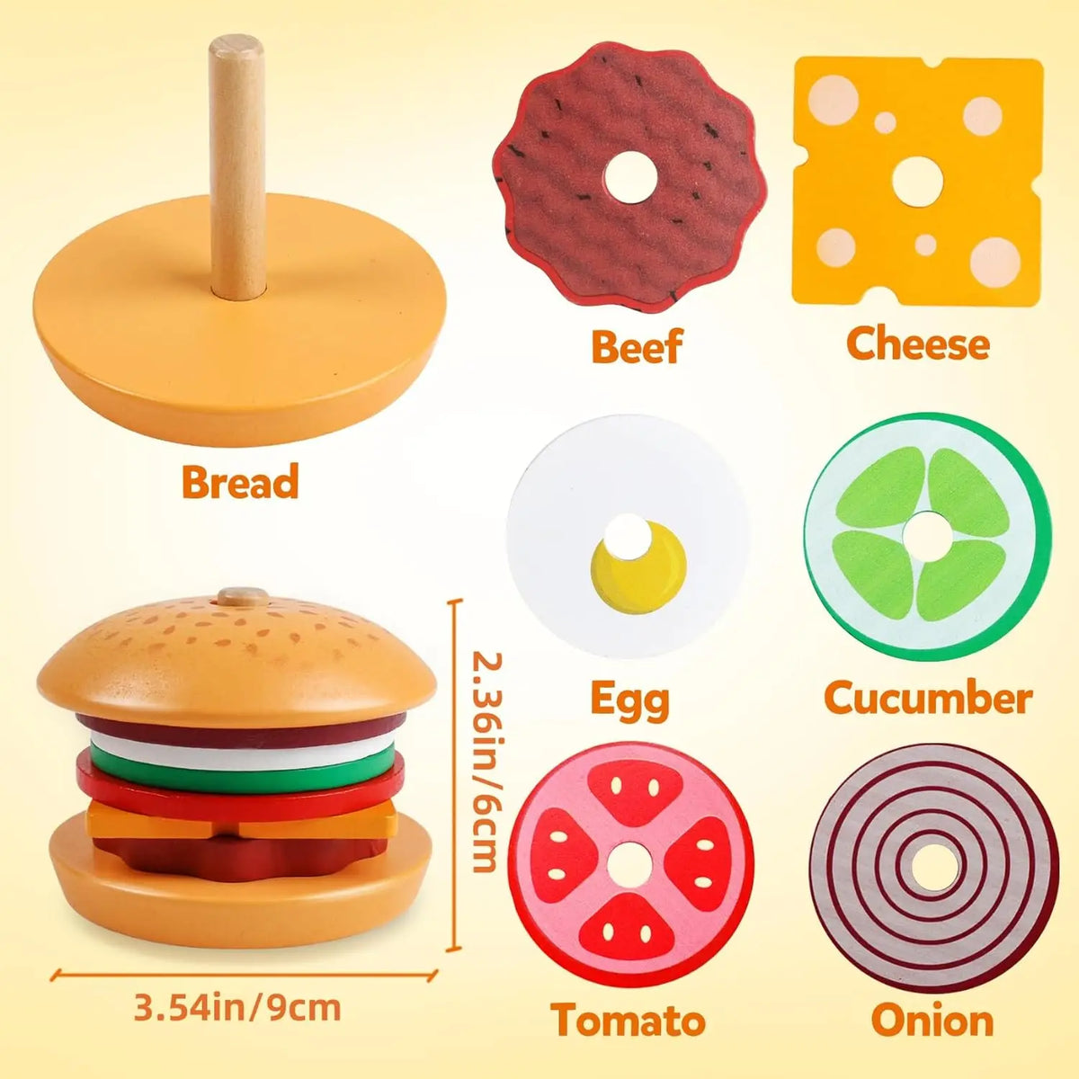 Wooden Burger Stacking Toy – view 3