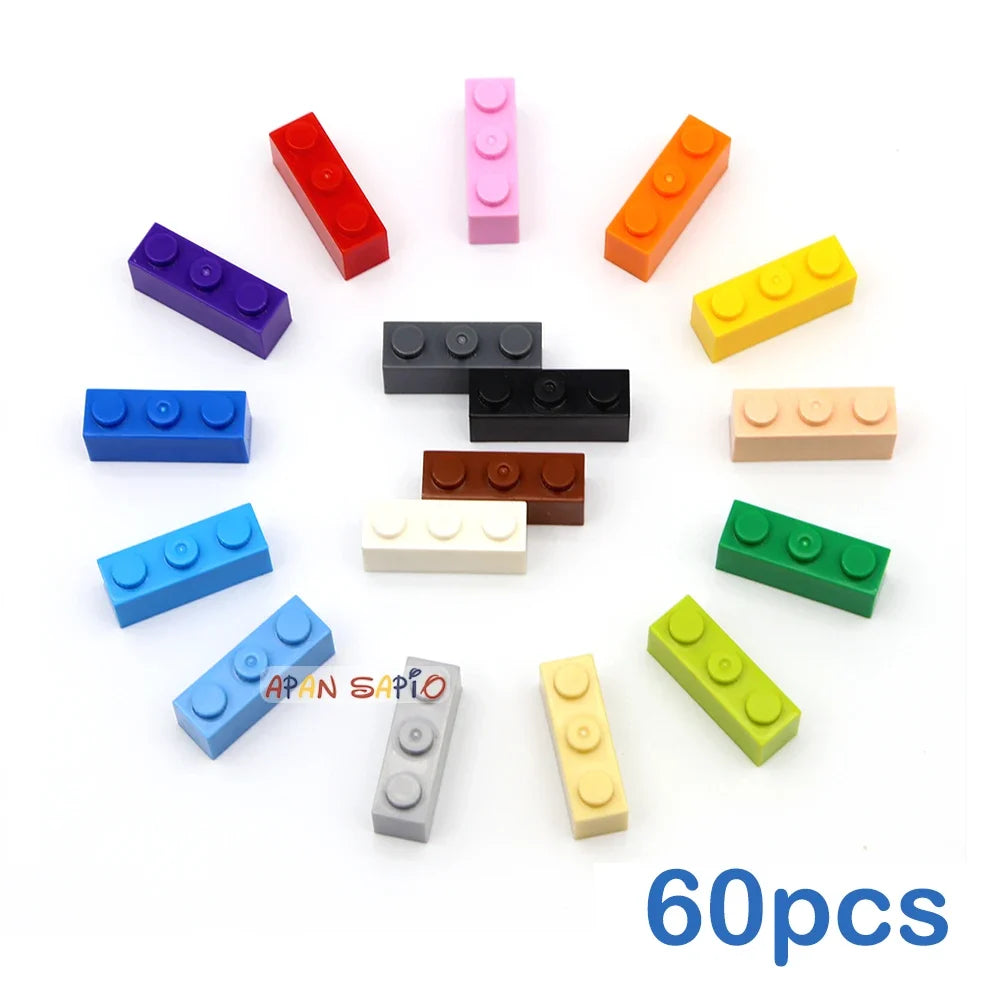60PCS 1x3 Thick Building Bricks