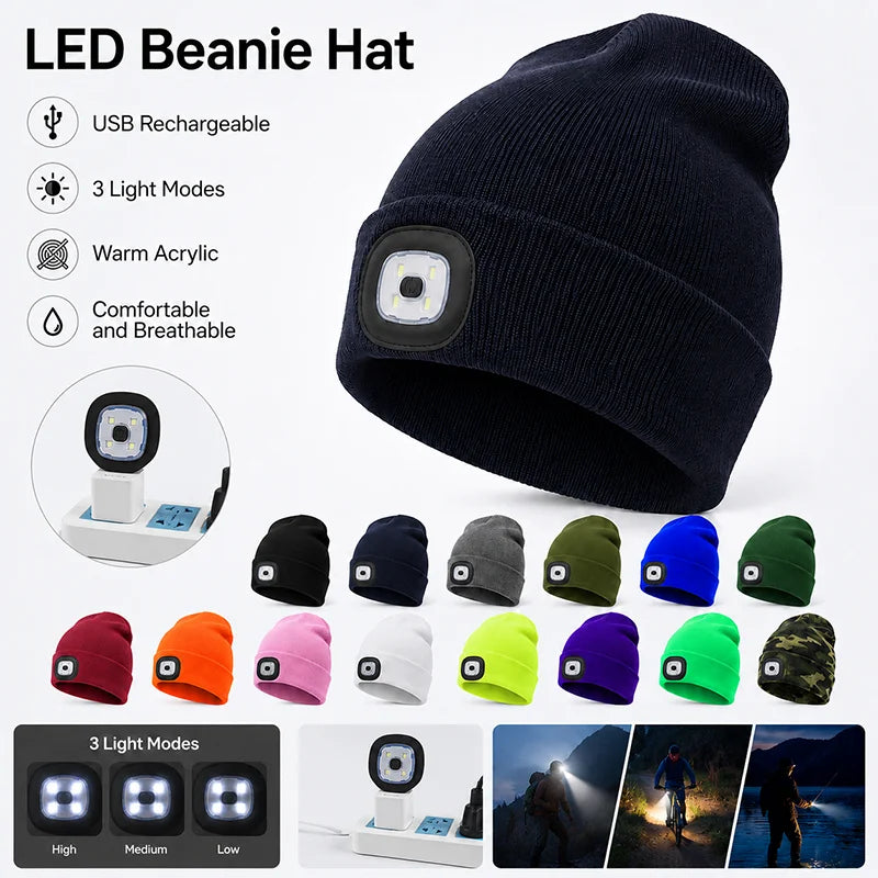 LED Beanie Hat with Light