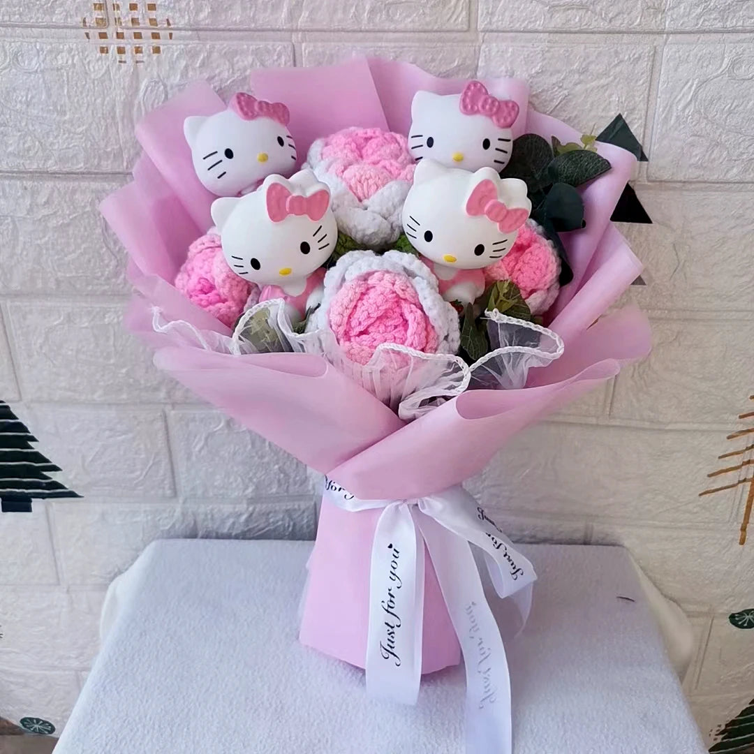 Cartoon Cat Plush Rose Bouquet