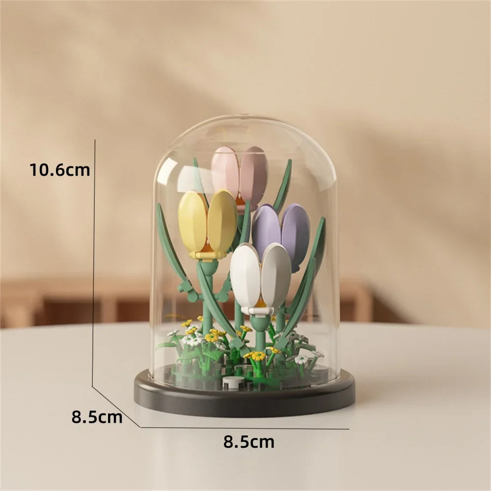 Micro Brick Peony Flower with Dust Cover – view 8