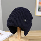 Men's Faux Fur Lined Winter Knit Hat with Ear Flaps – view 10