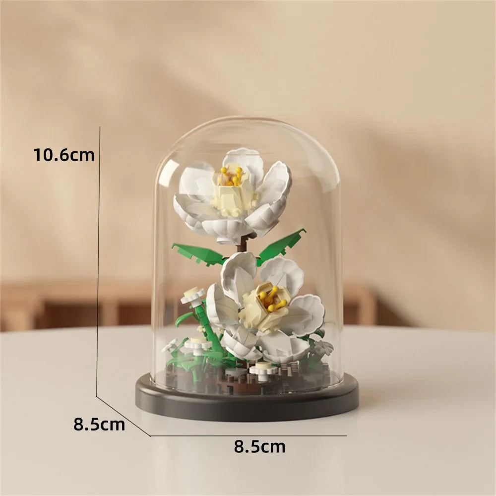 Micro Brick Peony Flower with Dust Cover – view 10