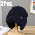 Men's Faux Fur Lined Winter Knit Hat with Ear Flaps – view 7