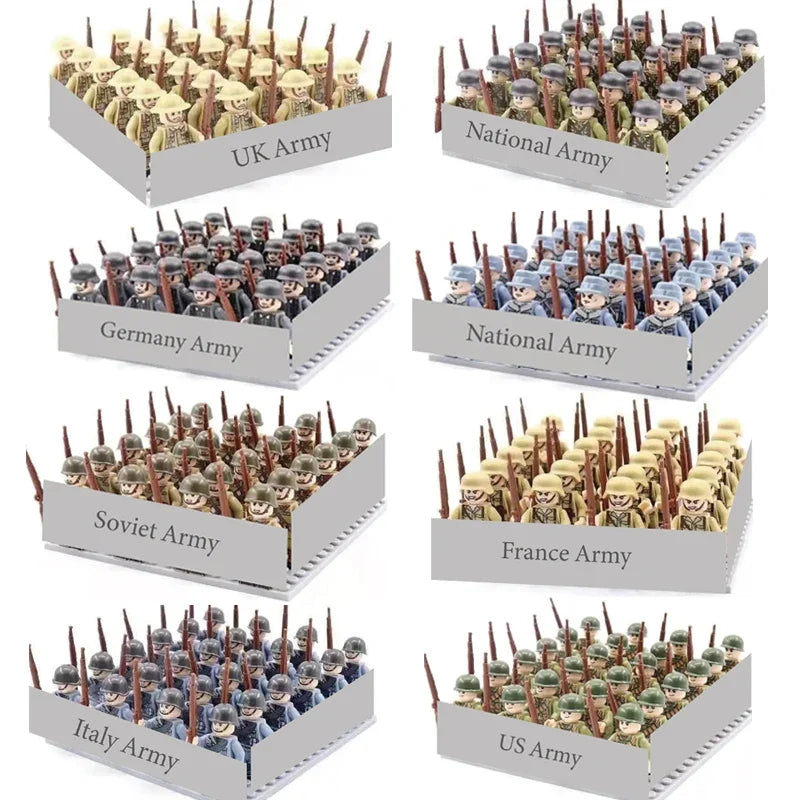 WWII Soldier Building Block Figures