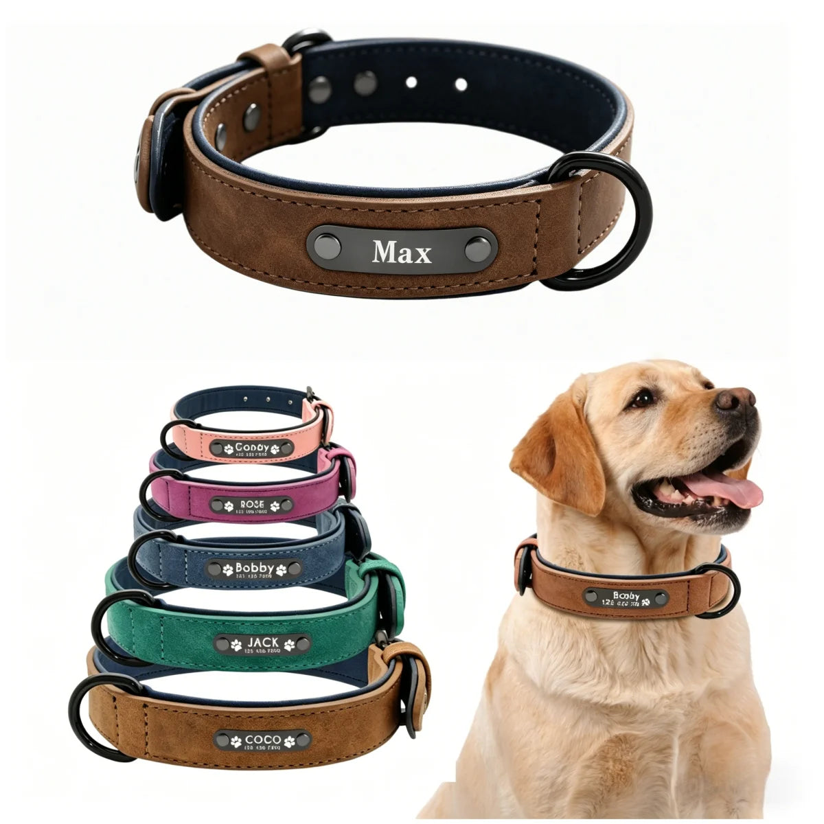 Personalized Leather Dog Collar