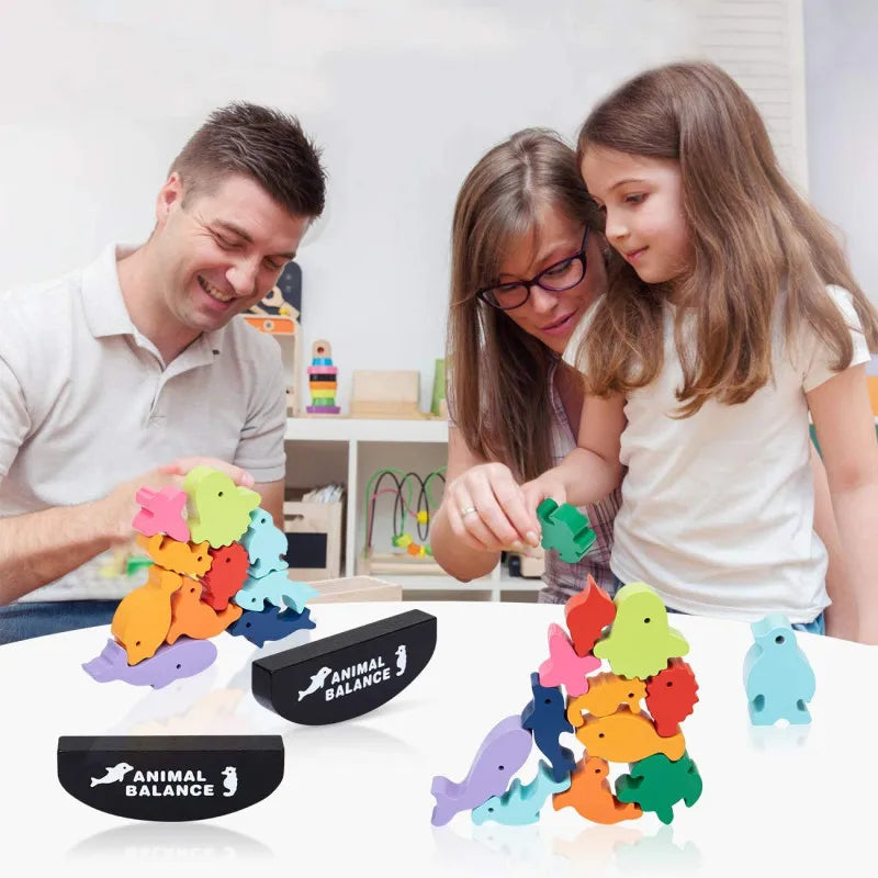 Wooden Animal Balance Stacking Game – view 2