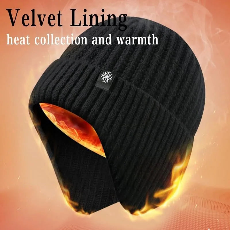 Men's Faux Fur Lined Winter Knit Hat with Ear Flaps – view 2