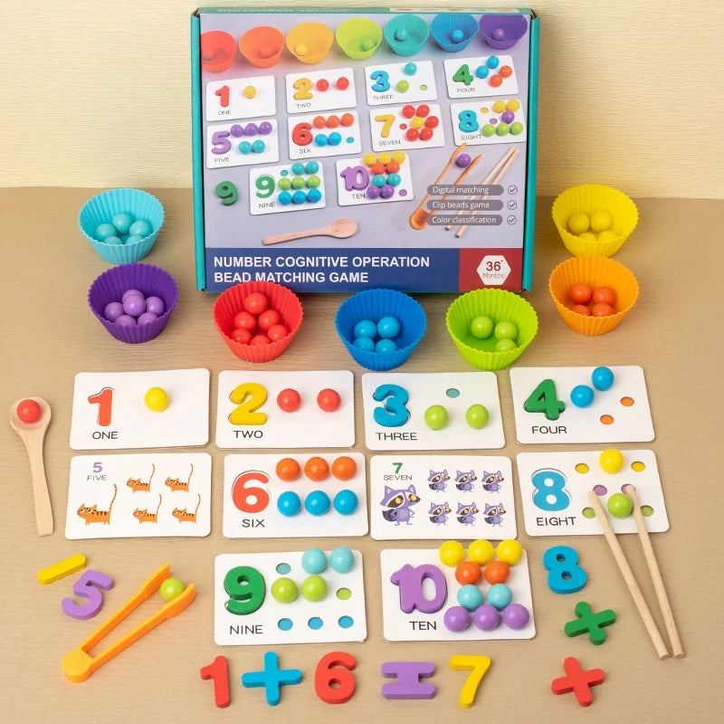 Montessori Wooden Clip Beads Sorting Toy
