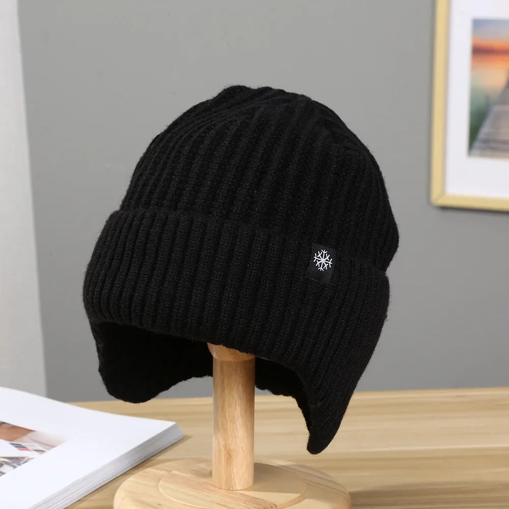 Men's Faux Fur Lined Winter Knit Hat with Ear Flaps – view 9