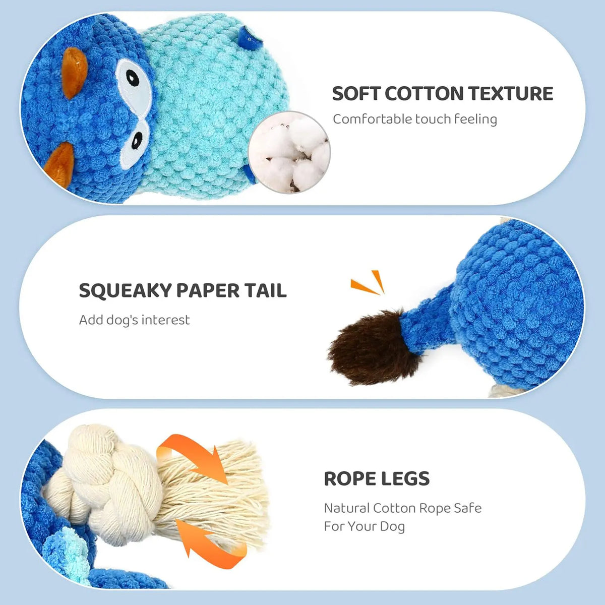 Squeaky Crinkle Plush Dog Toy – view 4