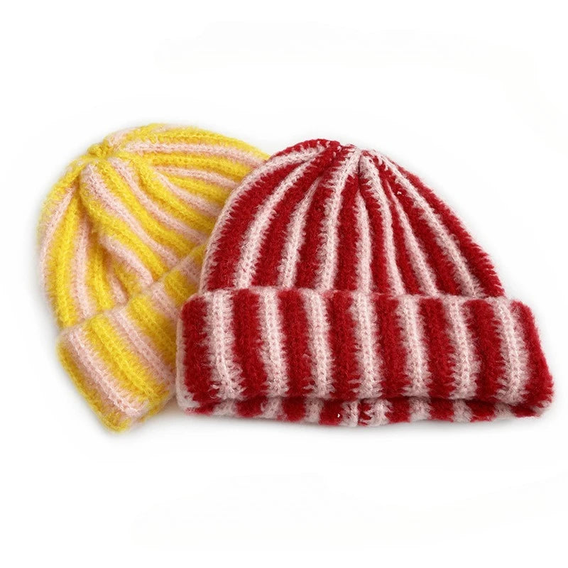 Striped Feather Yarn Beanie – view 3