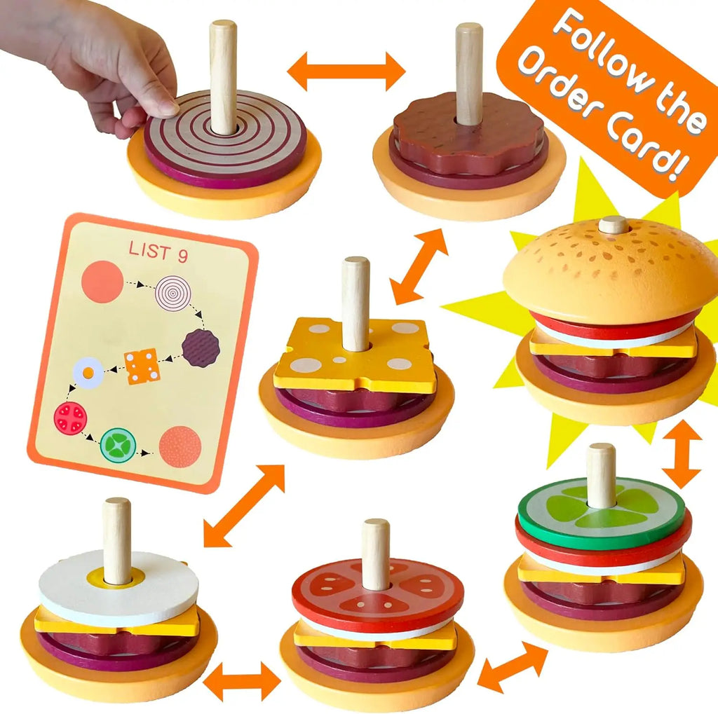 Wooden Burger Stacking Toy – view 2