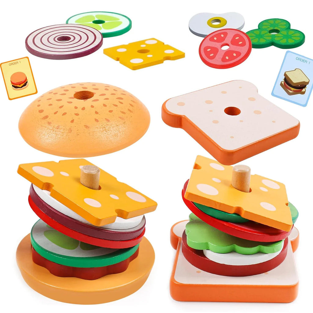 Wooden Burger Stacking Toy