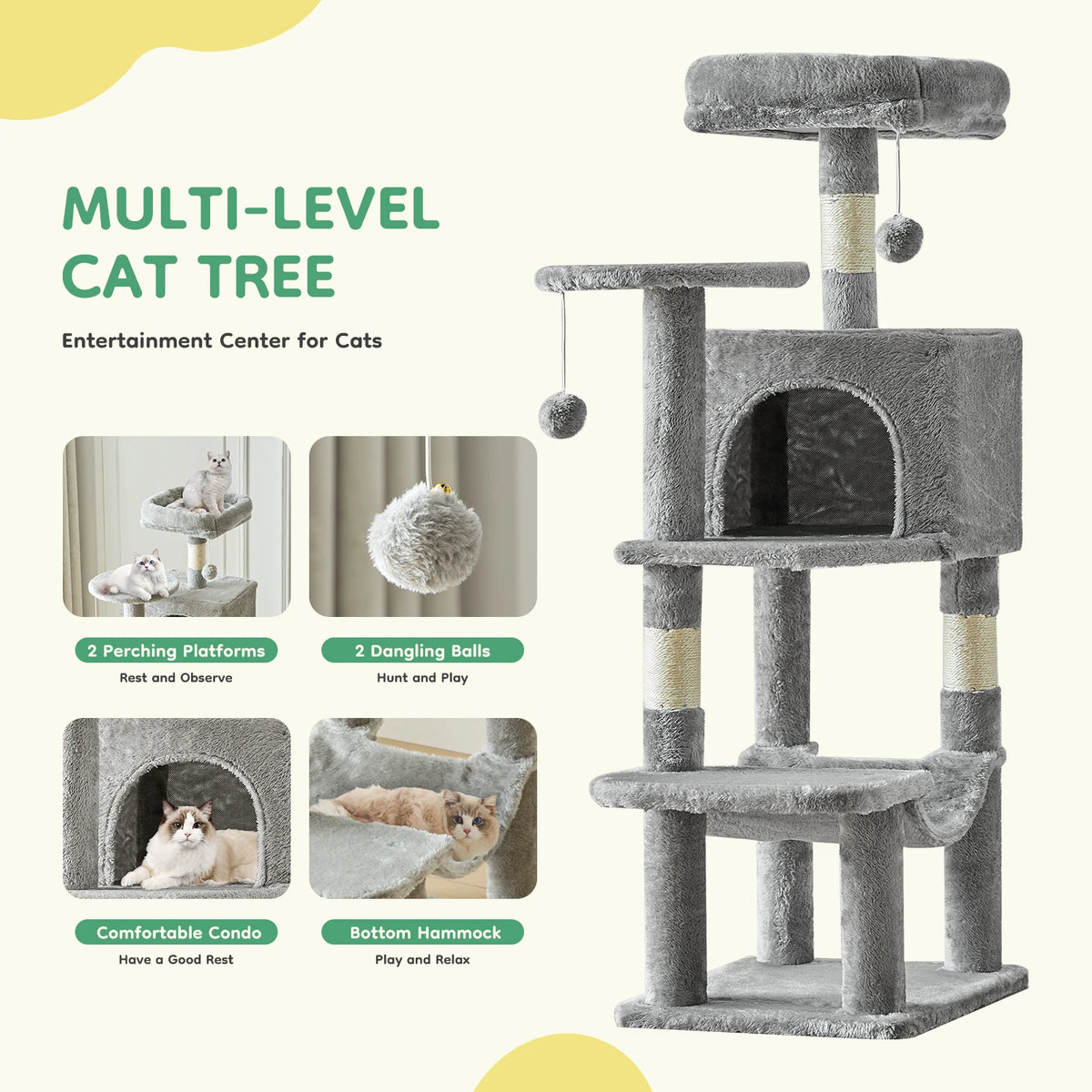 44" Cat Tree Tower – view 5