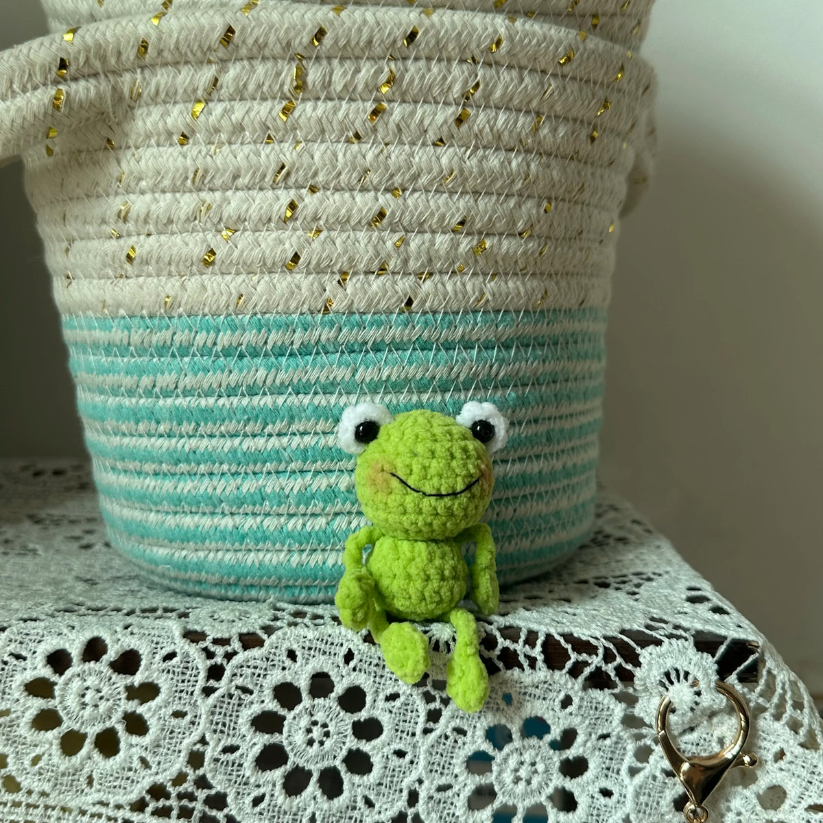 Handmade Crochet Frog Keychain – view 8