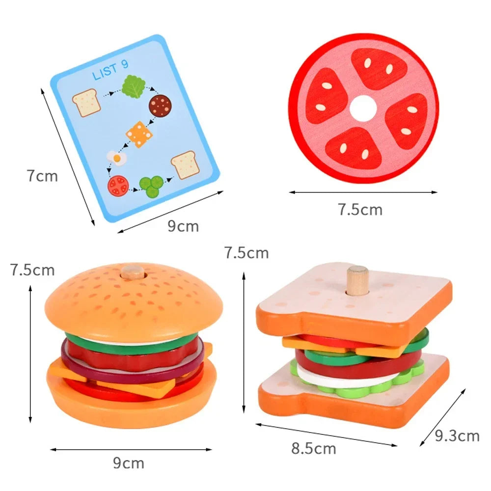 Wooden Burger Stacking Toy – view 6