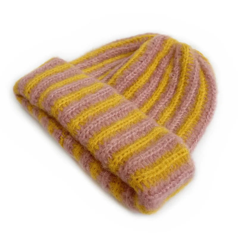 Striped Feather Yarn Beanie – view 5