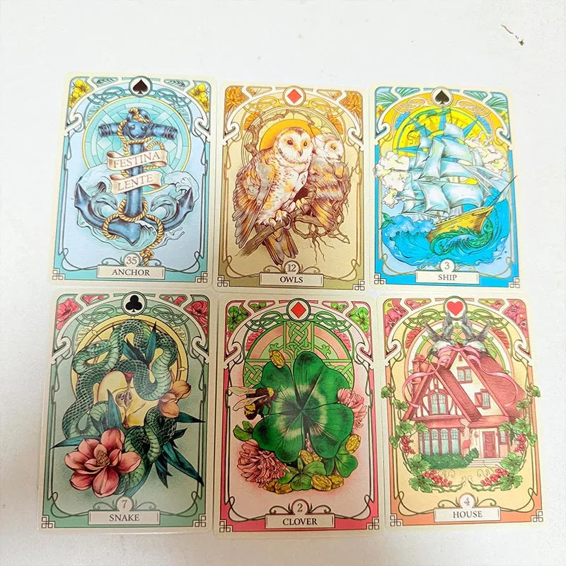Romantic Lenormand Oracle Cards 37 Deck Art Nouveau English Vision Board Games for Party Family Women Deck