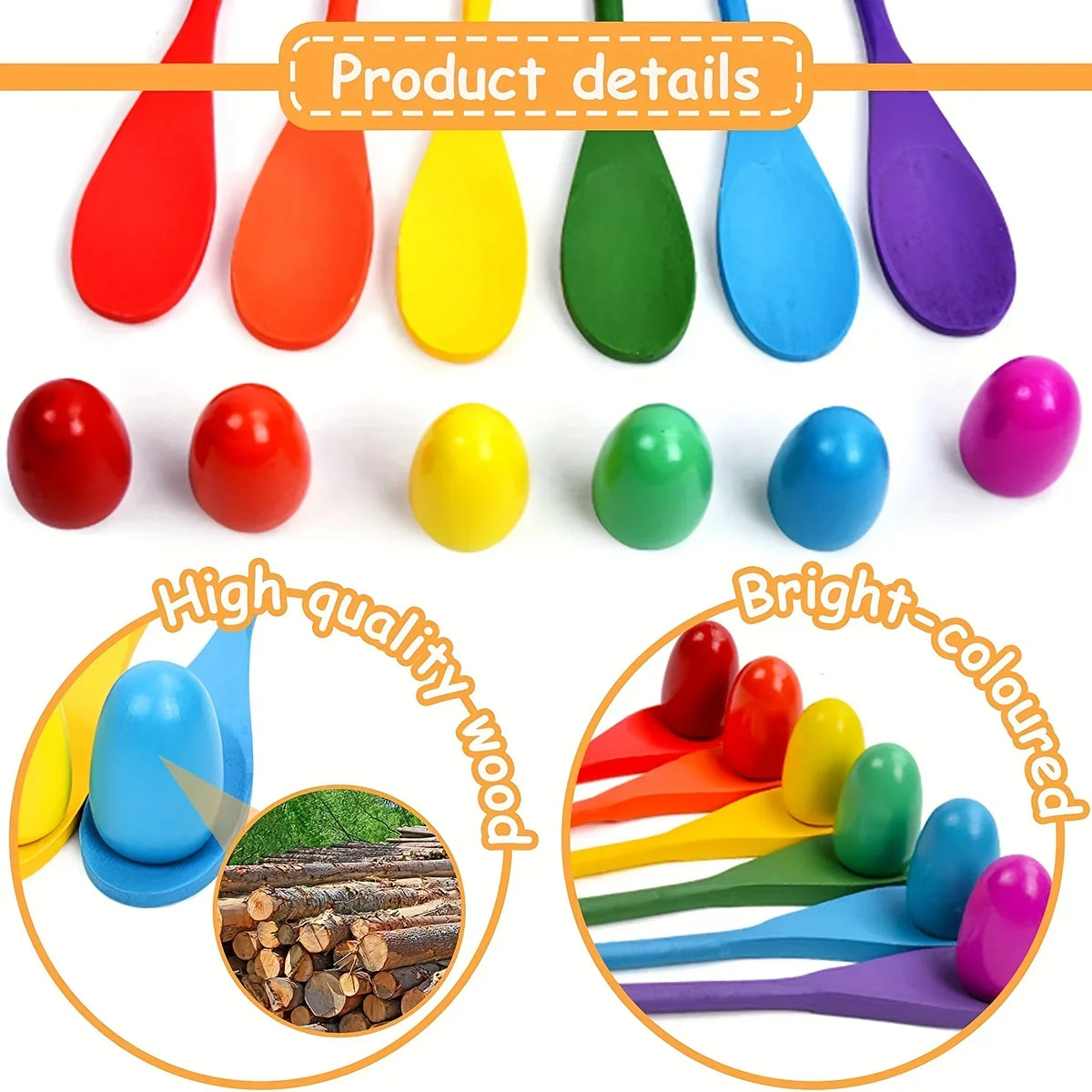 Wooden Egg and Spoon Race Game Set – view 3