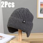 Men's Faux Fur Lined Winter Knit Hat with Ear Flaps – view 15