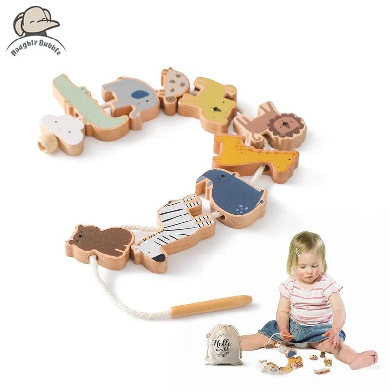 Wooden Animal Threading & Lacing Toy