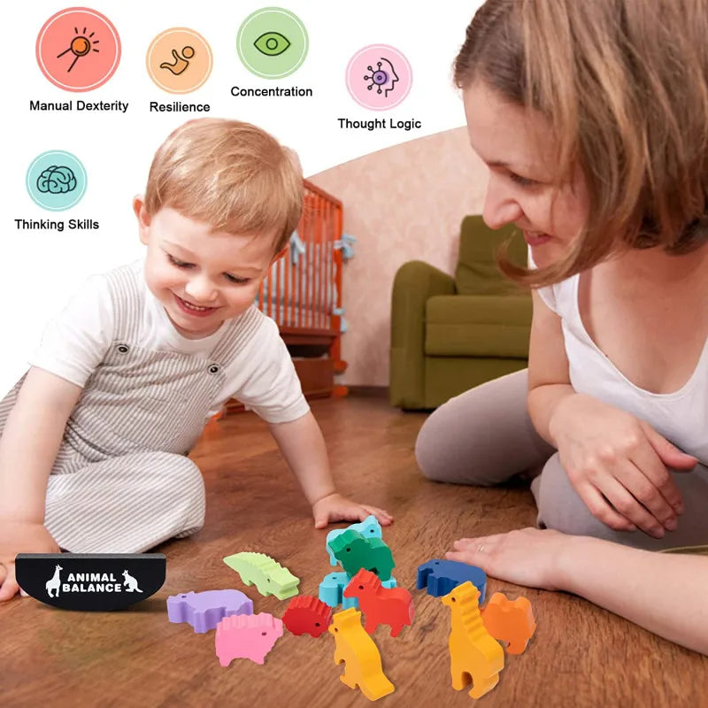 Wooden Animal Balance Stacking Game – view 3